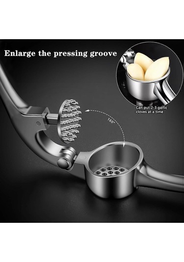 Sarımsak Presi, Ekstra Güçlü Ve Dayanıklı Sarımsak Doğrayıcı, Zencefil Ezici, Sarımsak Kesici, Soyucu Ve Temizleme Fırçası İle Sarımsak Presi, Mutfak Gereçleri Ea Siyah