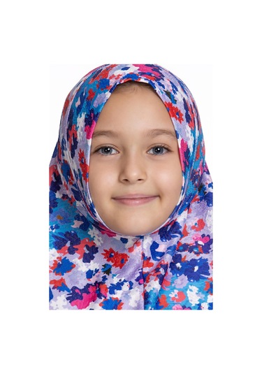İndigo Pratik Hazır Geçmeli Genç Tesettür Bone Jakar Desenli Hijab 2408 24 İndigo