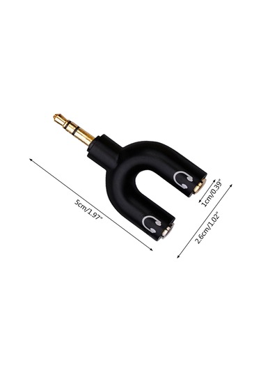 Yaozixa 3.5mm Erkekden Çift 3.5mm Dişiye Ses Y Bölücü Adaptörü, Telefon/mp3/mp4 İçin Siyah Ses Aktarım Aleti