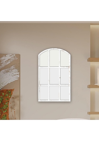 Pazly Taklit Suntek Kemerli Izgara Duvar Bölmesi Ayna Beyaz