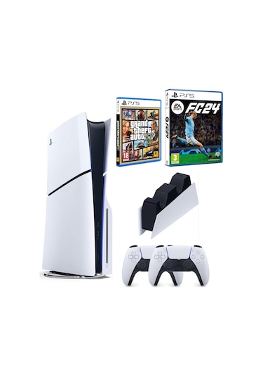 Sony Playstation 5 Slim + 2 Dualsense Kol + Şarj İstasyonu + 2 Oyun (İthalatçı Garantili)