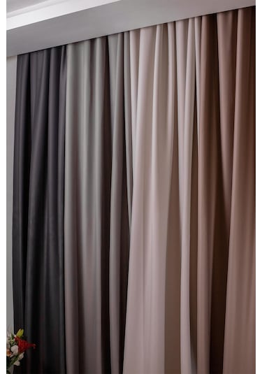 Lunet 140x270 Cm 2 Adet Blackout Fon Perde Taş