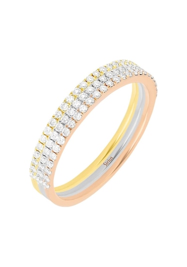 Sirius Pırlanta Taşlı 3 Renk Yarım Tur Yüzük 0804R0155