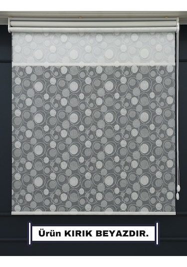 Çift Mekanizmalı Tül+stor Güneşlik Perde Çiftli Sistem - 2 Perde Tek Ürün Beyaz1