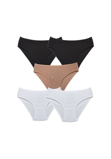 Alya Underwear Kadın Pamuklu Hipster - Slip Külot 5 Farklı Renk 1 Pakette Multicolor-fp01