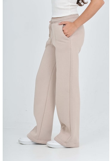 Toontoy Kız Çocuk Nervür Detaylı Eşofman Alt Bej