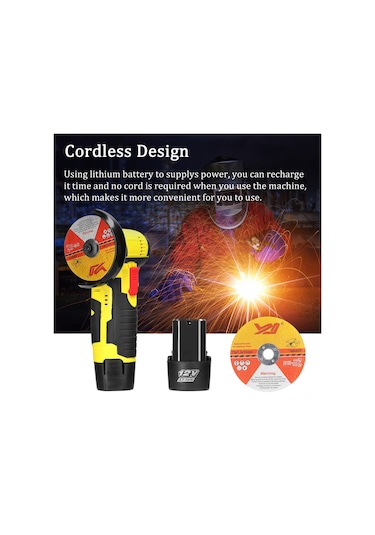 Symbee 12v Şarjlı Taşınabilir Avuç Taşlama - Ahşap, Metal, Taş Kesme Ve Parlatma İçin 2 Disk Hediyeli