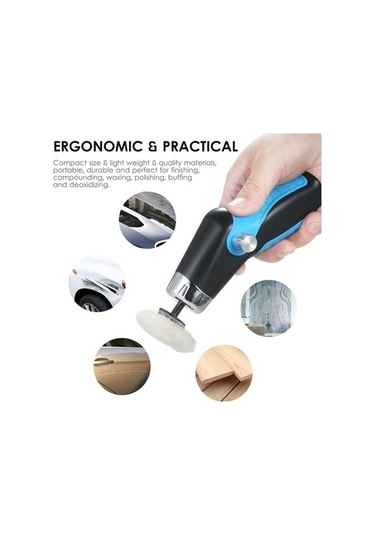 Pazly 60w Taşınabilir Araba Cilalama Makinesi, 8500 Rpm, Usb Şarj, Çizik Giderme, Mavi