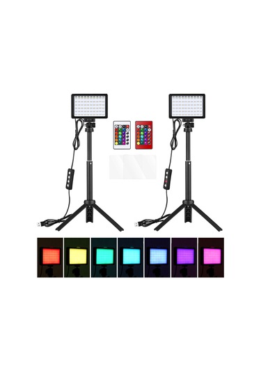 Andoer Rgb Dolgu Işığı Led Video Işıkları Siyah 2'li Paket Siyah