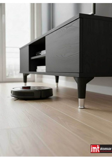 Puma 15 Cm 4 Adet Siyah -krom Mobilya Kanepe Tv Ünitesi Kosol Dolap Komidin Ayağı Siyah