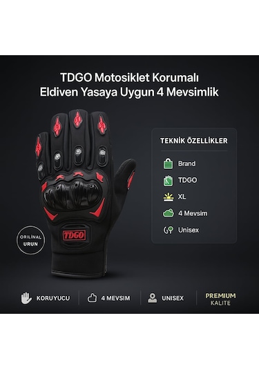 Tdgo Motosiklet Korumalı Eldiven Yasaya Uygun 4 Mevsimlik