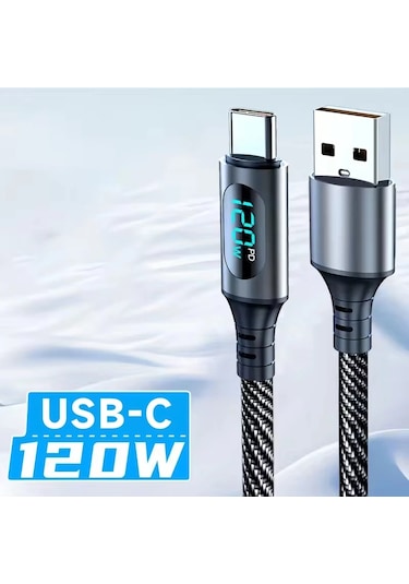 Jinmuxi 6a 120w Usb A-c Süper Hızlı Şarj Kablosu Xiaomi/samsung Uyumlu Led Ekranlı 1mkapasite: 6a 120w Bej