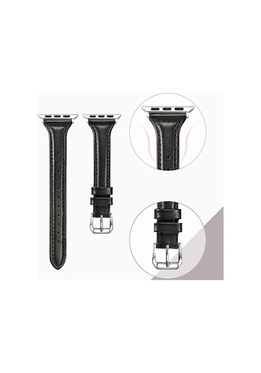 E2M Apple Uyumlu  Watch 42-44mm KRD-13 Deri Kırmızı Kordon