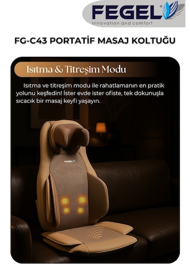 Fg-c43 Taşınabilir Masaj Koltuğu Boyun, Sırt, Bel Ve Kalça Masajı,ısıtma,titreşim Bej