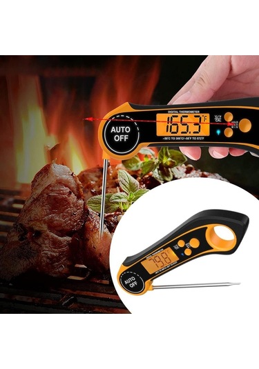 Dinosaurs Pişirme Için Et Termometre Katlanabilir Prob Anında Oku Bbq Izgara Ev Turuncu