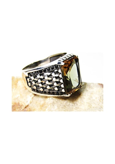 925 Ayar Gümüş Zultanit Taşlı Kare Erkek Yüzük