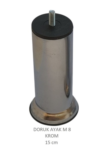 Doruk Ayak, Cıvatalı Baza Koltuk Dolap Ayağı, Metal, Krom, M8, 15 Cm Krom