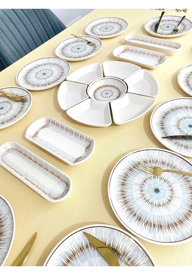 Blue Eyes 8 Kişilik 19 Parça Kahvaltı Takımı Kahve Mavi