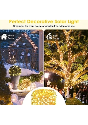 Fastbuy Turcoshop11 105 Feet 300 Led Solar Bahçe Ağaç Düğün Ramadan Dekor, 8 Mod Ip44 Sıcak Beyaz Sıcak Beyaz