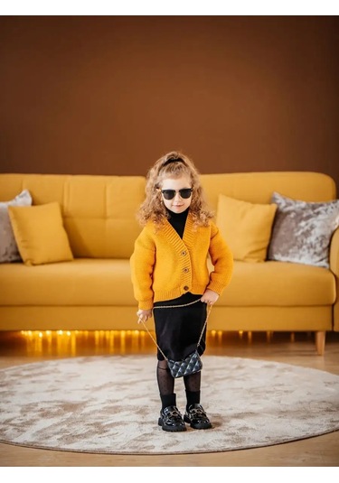 Aishah Kids Bebek Kızlar İçin Sıcak Örgü Hırka 137624164 Hardal Rengi