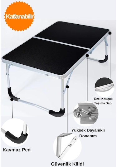 Çok Amaçlı Katlanır Kamp Masası Siyah