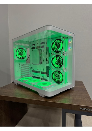 Anime Karakterli 7 Argb Fanlı Beyaz Kavisli Cam Akvaryum Kasa