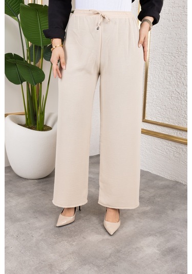 Beli Lastikli Salaş Ayrobin Pantolon - Vizon / A0103 Vizon