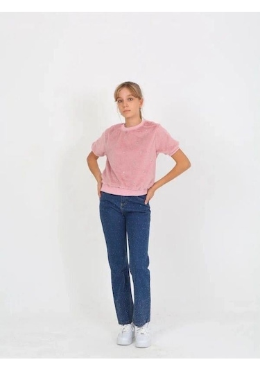 Marions Kız Çocuk Taşlı Jean-15237 Mavi
