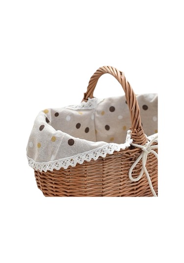 Homyl Dokuma Piknik Sepeti Kırsal Saplı Saklama Kahverengi