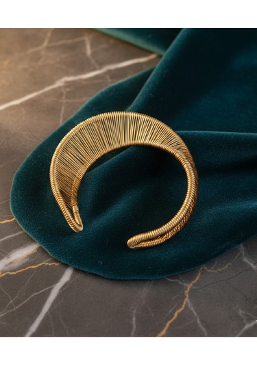 Caş Dekorasyon Gold Renk Metal Kelepçe Bileklik Altın