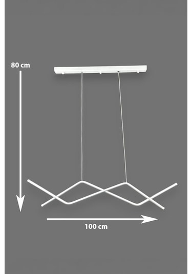 Utku Modern Tasarım Beyaz Renk Yemek Masası Üstü - Mutfak - Salon Beyaz Led 2 Li Avize Beyaz