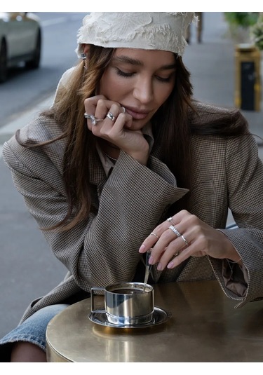 Sılverme İnce 925 Ayar Gümüş Falanks Yüzük. 94660381 Gri