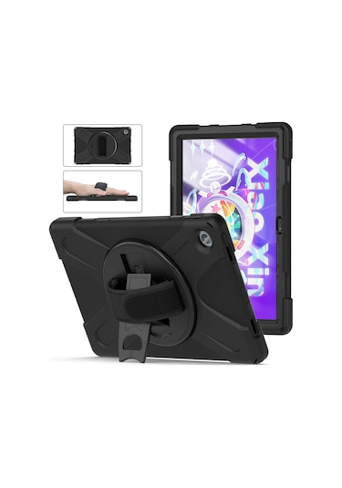 Lenovo Uyumlu Tab M10 Plus Tb-125f/tb128f 3.nesil 10.6 İnç Kılıf Ultra Koruma Zırh Askılı Silikon Tablet Kılıfı