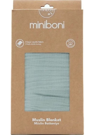 Miniboni Müslin Bebek Battaniyesi 100x120 Cm Yeşil