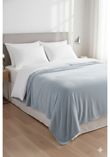 Peluş Tek Kişilik Battaniye Welsoft Battaniye Tv Battaniyesi Polar Battaniye Süper Yumuşak Buz Mavisi