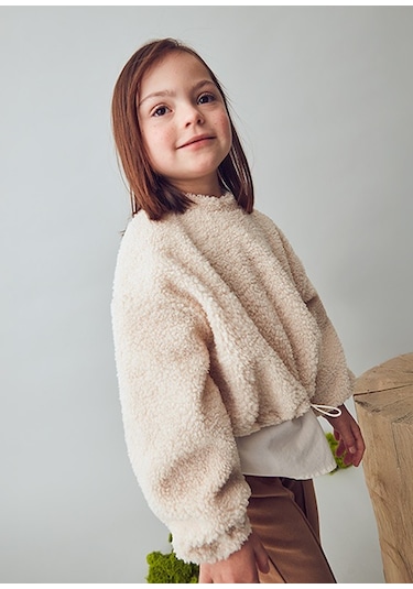 Mayoral Bej Kız Çocuk Peluş Sweatshirt 4431 Bej