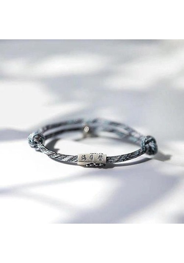 Dostluk Halat Örgülü Mesafe Çift Manyetik Bilezik 2 Adet Altın - Bej