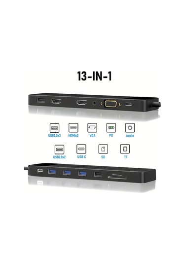 Honeybeeshop 13ü 1 Arada Genişletme Dock 4k 30hz Vga Usb3 Usb C Sd Tf Kart Okuyucu Macbook Uyumlu Pro Air
