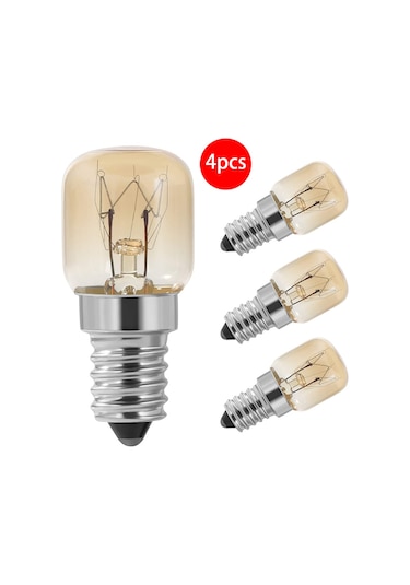 Fırın Ampulü, 4 Adet E14 Fırın 15w, Ses Cap Clear Pac Pigme Fırın Lambası