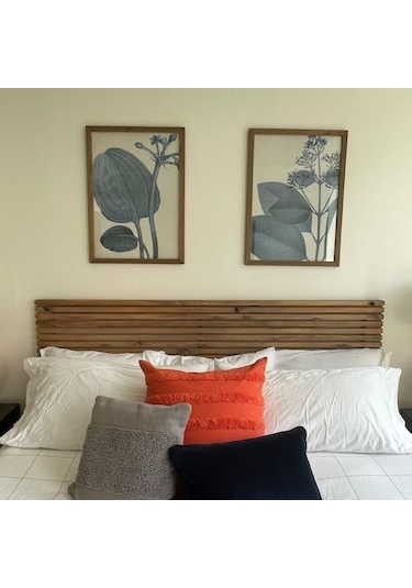 Ahşap Yatak Başlığı Ceviz Renk 2 Mt X 60 Cm + 2 Adet Raf