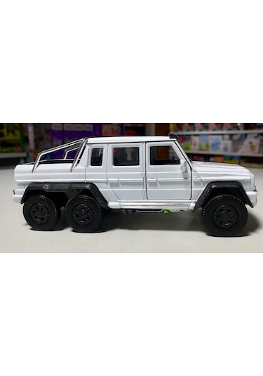 Mercedes 6x6 1/36 Ölçek Beyaz Diecast Çek Bırak Metal Model Araba