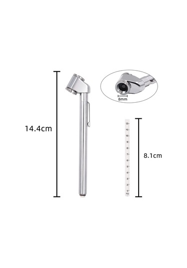 Mufunye Araba Lastik Basıncı Ölçer, 10-120psi Aralığında Hassas Okuma, Dayanıklı Metal Uçlu Kalem Tipi Tester Gl-1302, Gümüş, 45g