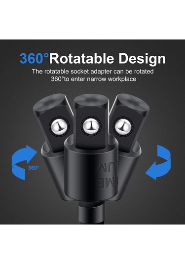 Ximistore9 9 Parça Çok Amaçlı Matkap Ucu Adaptör Seti - 360 Derece Dönebilir, Krom Vanadyum Çelik