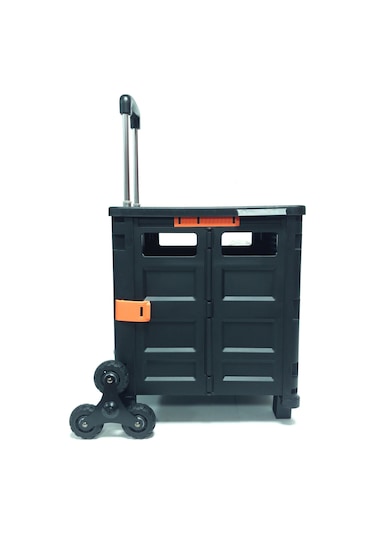 Balatlı Katlanabilir BY06-B Merdiven Çıkabilen Taşıma Arabası Siyah