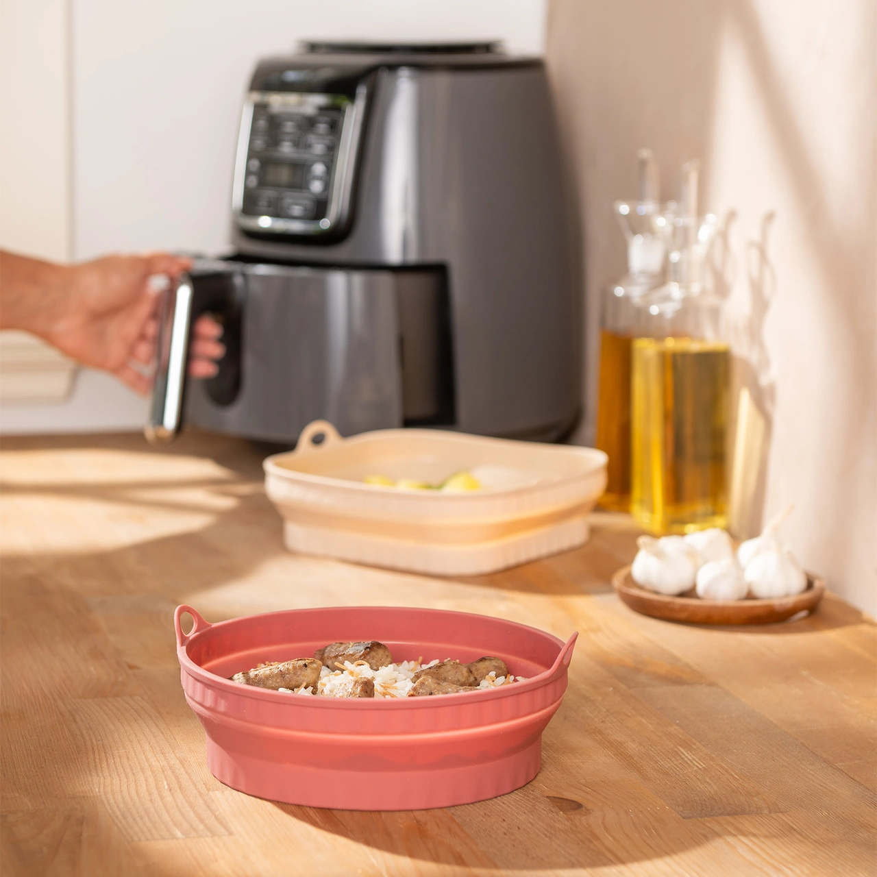 Emsan Rustik Yuvarlak Airfryer Kabı Pembe