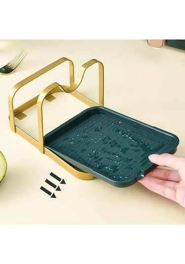 Pembe Ve Siyah Paslanmaz Çelik Tencere Kapağı Tutucu Raf Standı Çok Fonksiyonlu T Depolama Damlama Tepsisi Bulaşık Sepeti 56640124 Pembe - Siyah