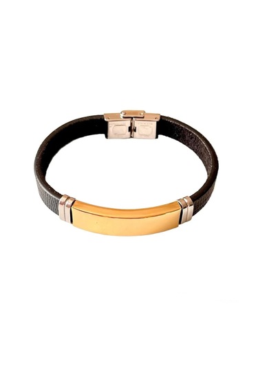 Deri Çelik Mixli Sade Model Erkek Bileklik 22 Cm 2 Farklı Renk