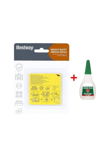 Bestway Şişme Yatak Yastık Havuz Oyuncak Onarım Yaması 62068 + Japon Yapıştırıcı Çok Renkli