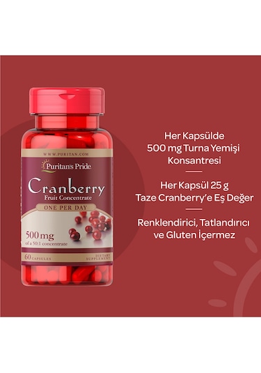 Puritans Pride Cranberry 60 Kapsül Aromasız