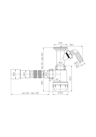Anı Plast 1 1/2"x40 Paspaslı Ve Salida Ahzarlı Mutfak Eviye Sifonu 316836864